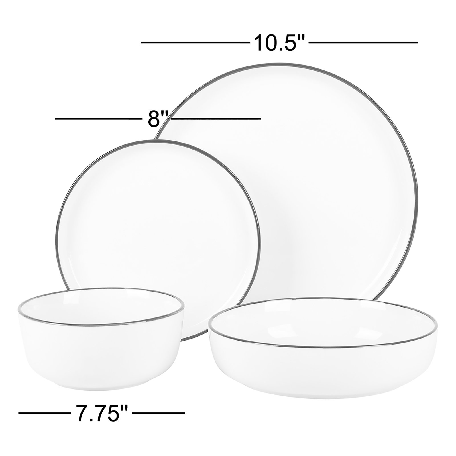 Gibson Home Oslo 16 Piece Dinnerware Set, White/Blue Rim