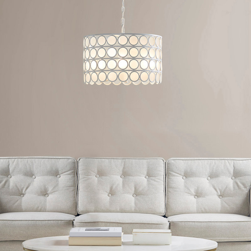 Lustre 4 lumières à abat-jour tambour en verre