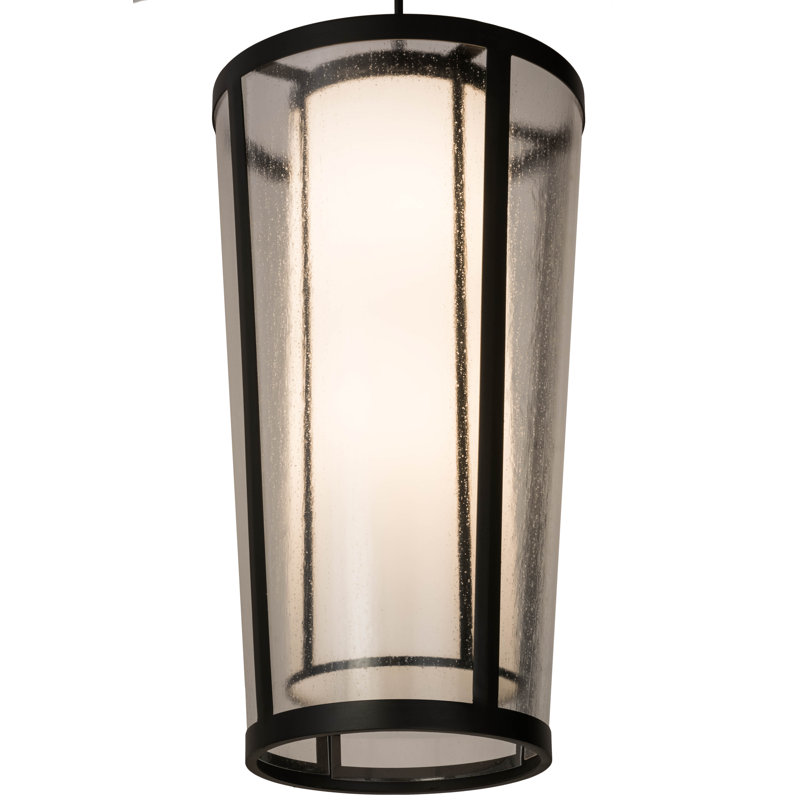 Cilindro Black Seedy Glass 4-Light Indoor/Outdoor Pendant