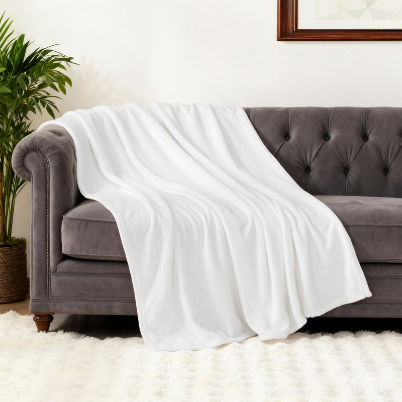Jeté en molleton ultra doux, Blanc