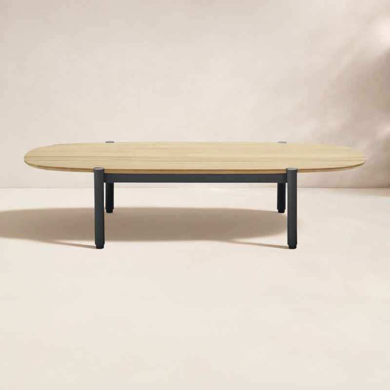 Terra Outdoor Oval Teak Coffee Table, Charcoal