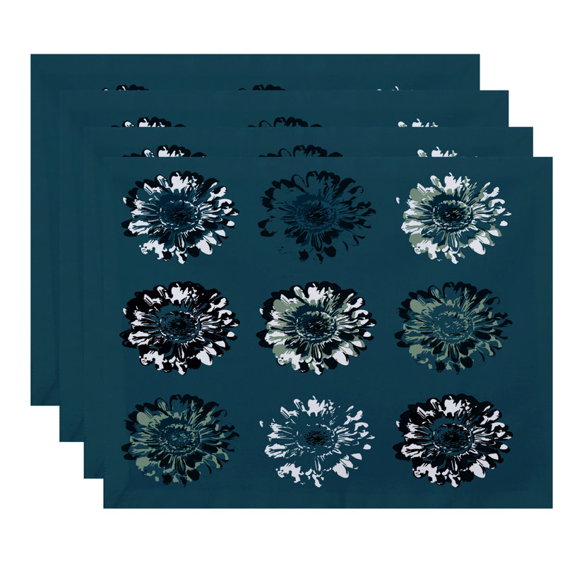Caillo Polyester Floral Rectangle Placemat, Teal