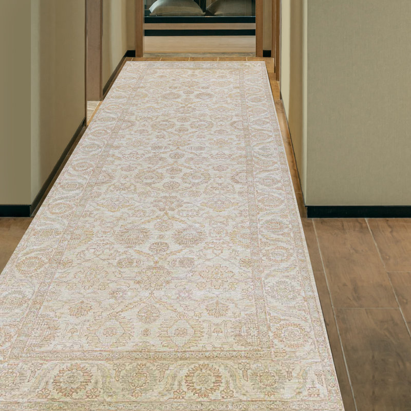 Chemin de table beige et gris noué à la main Sultanabad
