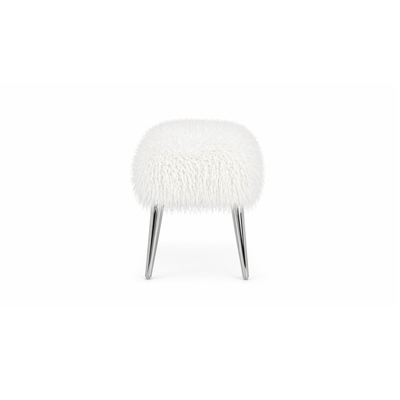 Banc tapissier Kenzie, Blanc, Argent