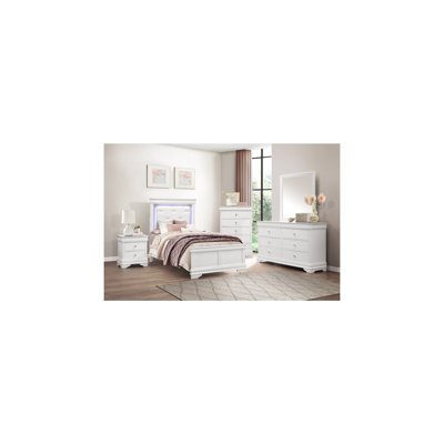 Ensemble de chambre avec lit plateforme 4 pièces A Queen