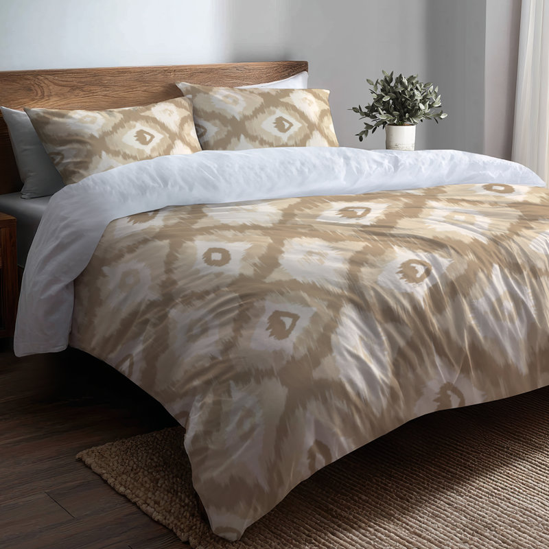Ensemble de literie moderne 3 pièces - Housse de couette et coussin décoratif beige neutre