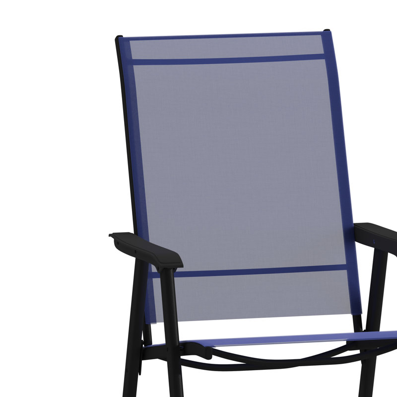 Chaise de patio pliante d'extérieur Hedgesville, Marine