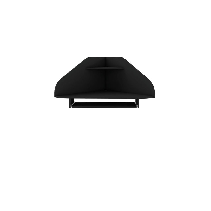 Bradley Mid-Century Modern Corner Floating Desk with Keyboard Shelf in Black, Black