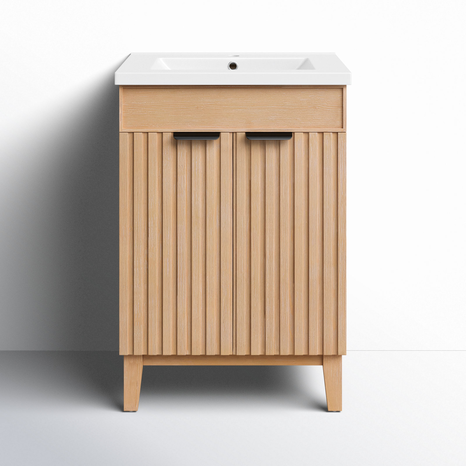 Dansfield 24'' Single Bathroom Vanity, Fir Wood Brown, Matte Black