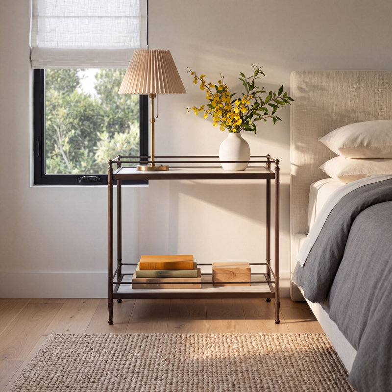 Eilette Eisen Nightstand-Striated Marble