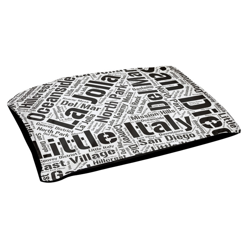 Coussin de chien « districts », Grand (l 40 po x P 30 po x H 14 po), Noir, San Diego