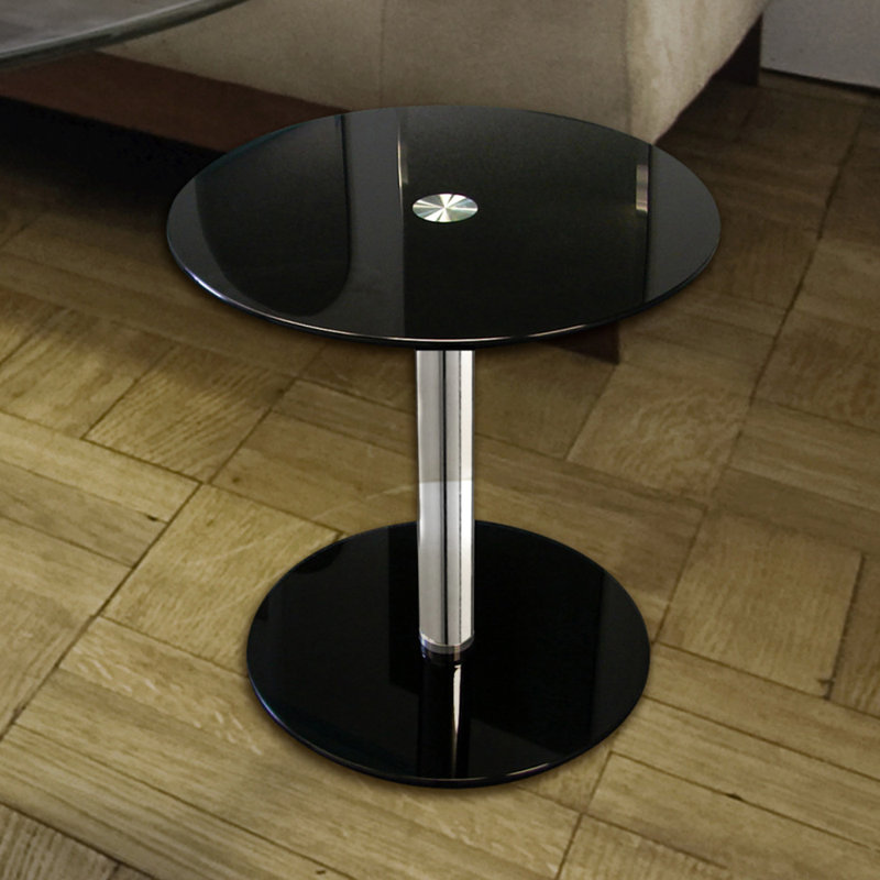 Kavit Glass Top End Table Built-In Outlets