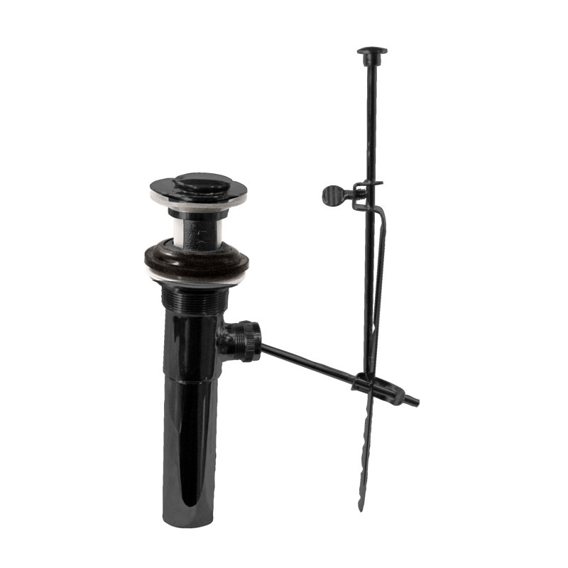 Pop-Up Lavatory Bathroom Sink Drain Assembly with Overflow Holes, Matte Black