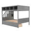 Lit superposé simple au-dessus de double avec tablettes, escalier de rangement et 2 tiroirs-969290234