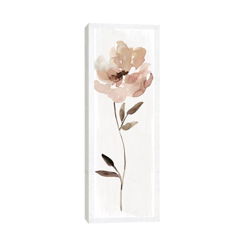 Neutral Bloom I by Carol Robinson - Panoramic Print on Canvas, White Framed, 30.48 cm H x 91.44 cm W