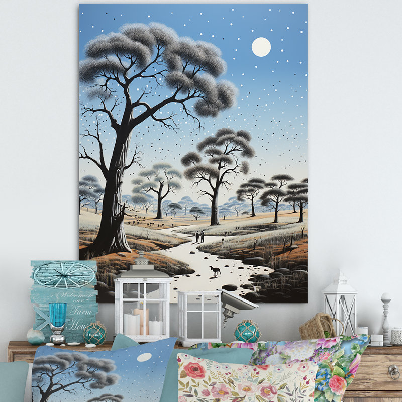 Baobab africain dans la nuit - Reproduction d'art mural arbre baobab, Toile tendue, H 20 po x l 12 po