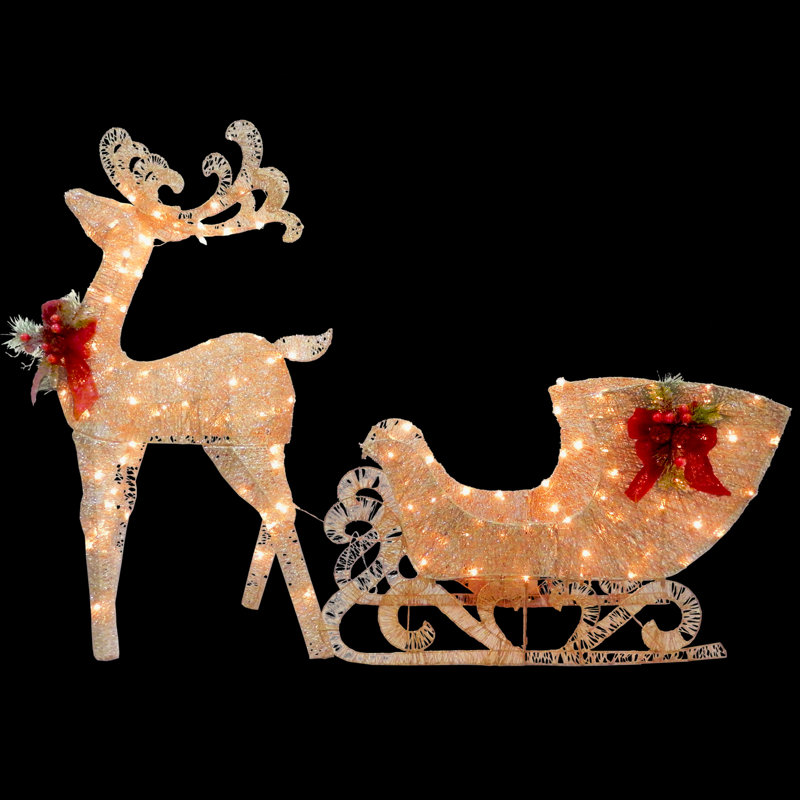 Reindeer and Santas Sleigh with LED Lights