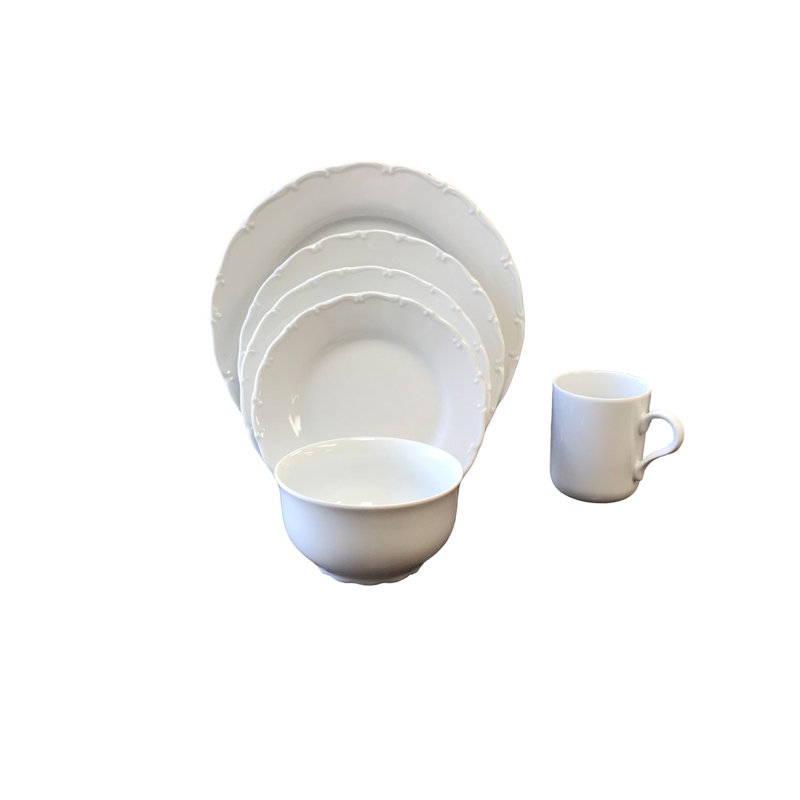 Service de table en porcelaine en porcelaine 48 pièces, service pour 8 snow drop Pogue