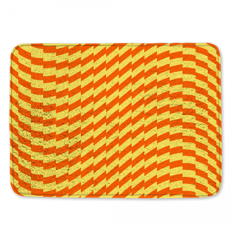 Tapis de bain jaune zigzag orange, 34in W x 21in L