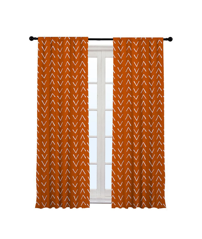 Bohemian Room Lined Single Panel Curtain, 140cm Width x 175cm Drop, Orange
