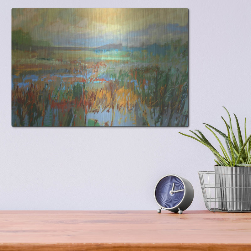 «Marsh in May» par Jane Schmidt, art mural en métal, H 12 po x l 16 po