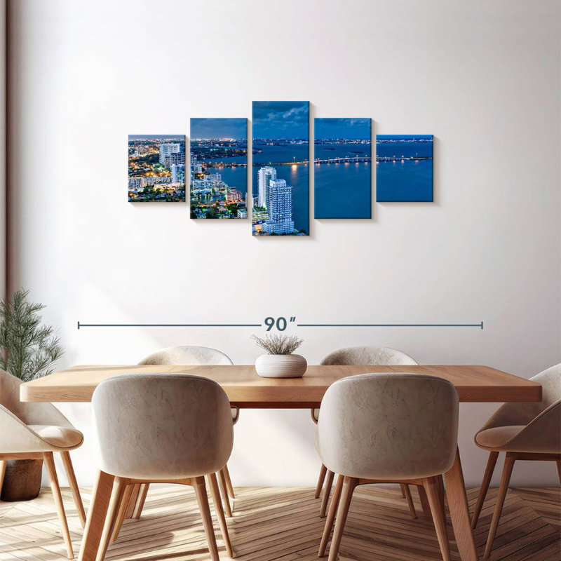 Miami Beach At Night, 30" H x 68" W