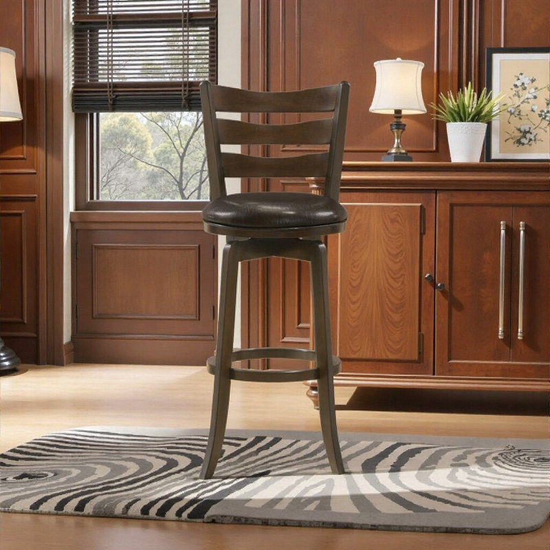 Tabouret de bar pivotant Fenster Hunter - conception de hauteur de pub classique avec rotation à 360 degrés, Brun