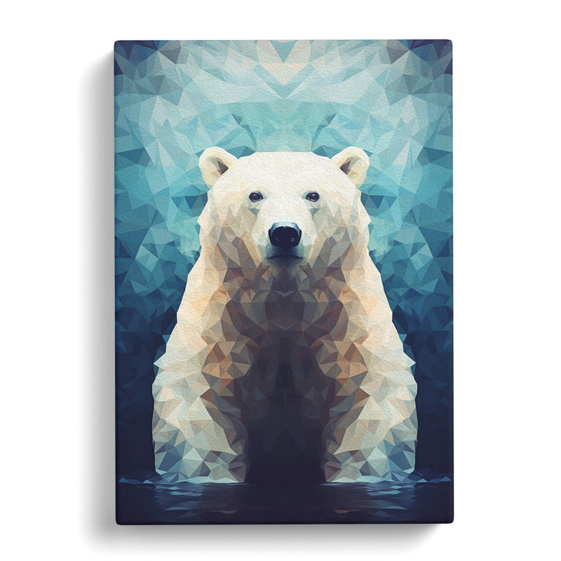Polar Bear Geometric - Wrapped Canvas, 60cm H x 40cm W x 3cm D
