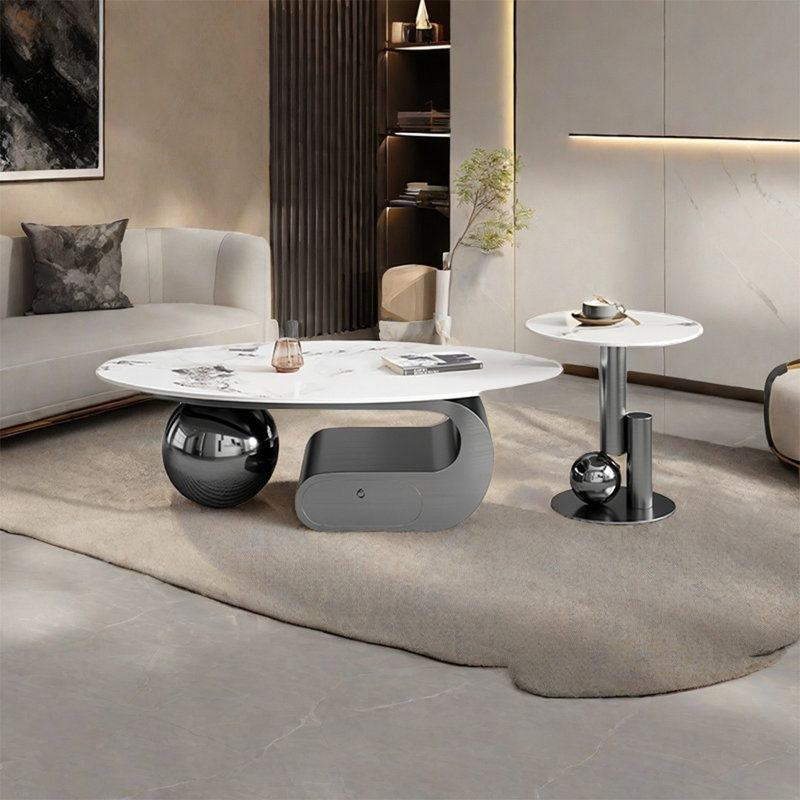 Table ovale légère et luxueuse, Gris