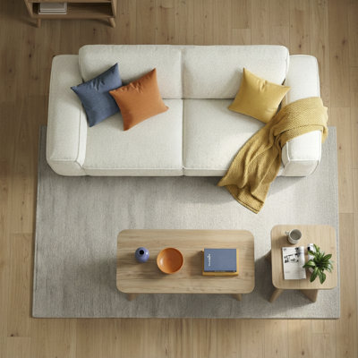 Kokomo Modern Japandi Boucle Sofa with Wide Square Arms & Plush Foam Seating
