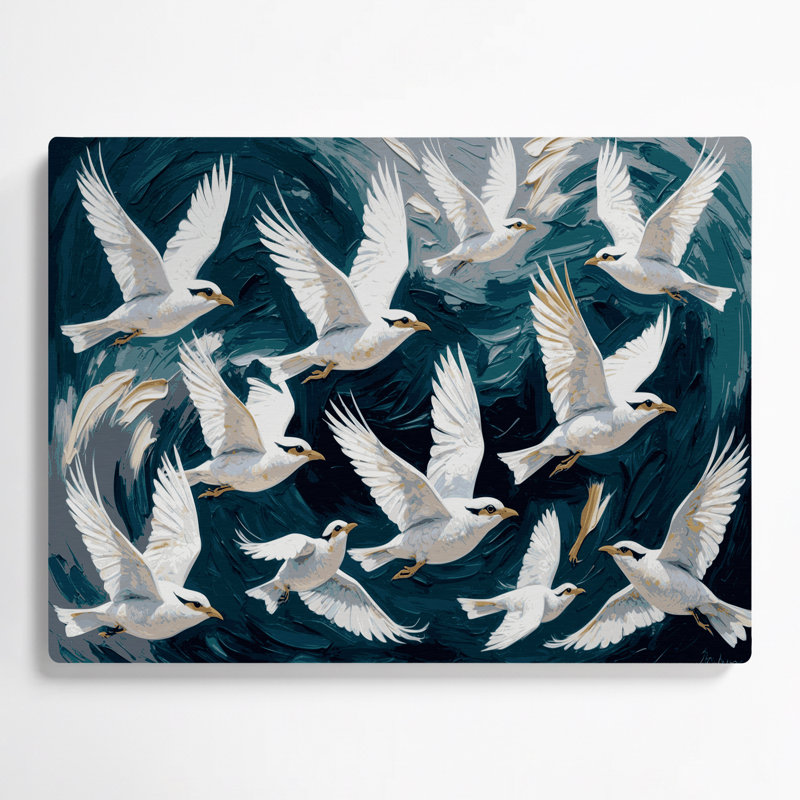 Oiseaux, art mural bleu en métal Myna, H 240 po x l 288 po x P 0,05 po