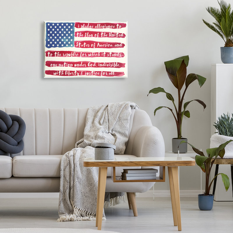 Plaque murale «Pledge Of Allegiance» à rayures, design par Sophie 6, H 13 po x l 19 po