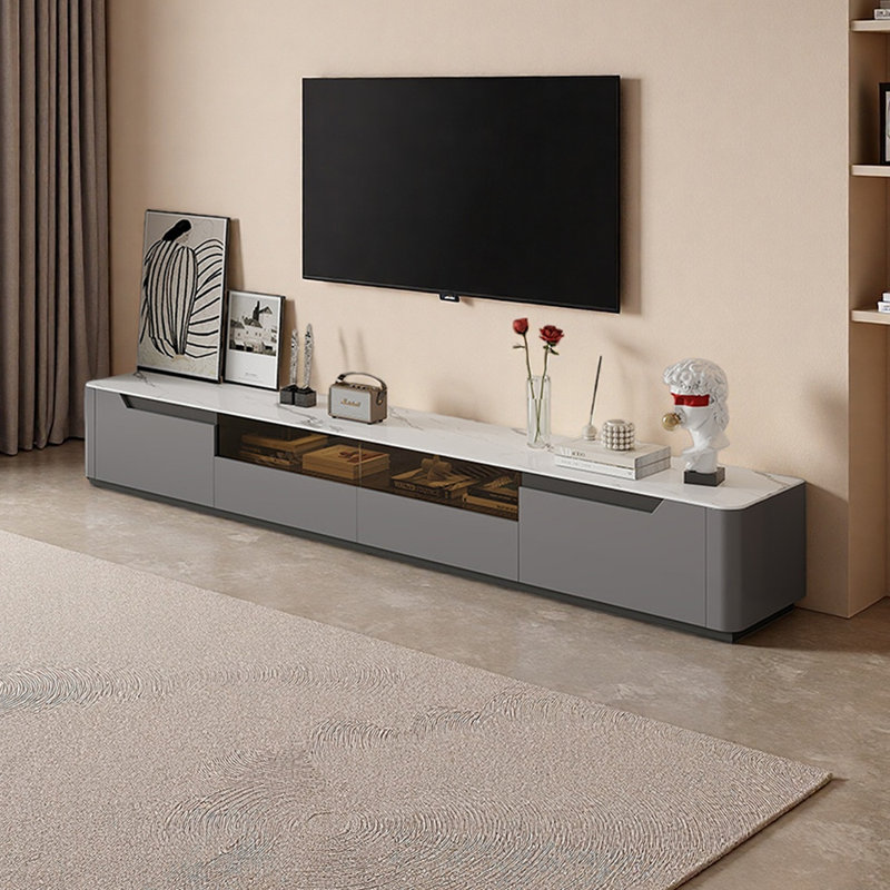 Meuble télé avec rangement en pierre agglomérée, H 15,74 po x L 94,48 po x l 13,77 po
