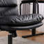 Chaise de bureau avec dossier inclinable de 40 po, dossier moyen et rembourré, roulettes, similicuir ergonomique, pivotant sur 360 °, hauteur réglable, coussin à double éponge, noir, pour coiffeuse de maquillage-132960779