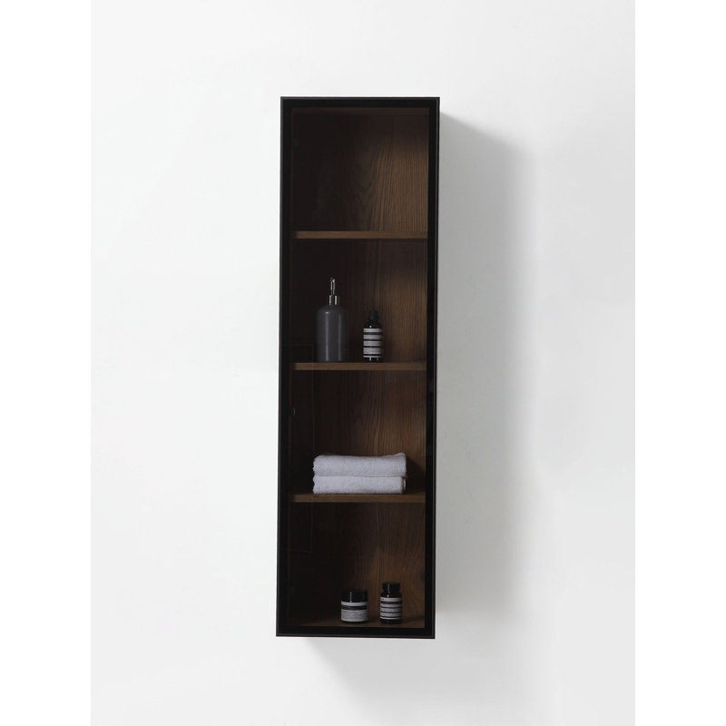 Armoire murale moderne de salle de bain Zoravar, Chêne pacane / noir mat