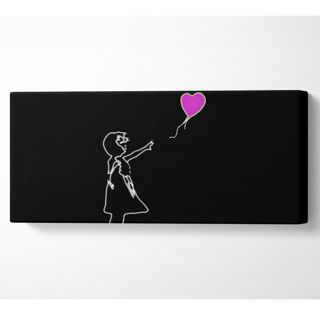 Love Balloon Black Pink - Kunstdrucke auf Leinwand