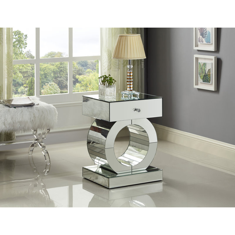 Matthieu Mirrored Glass Top End Table
