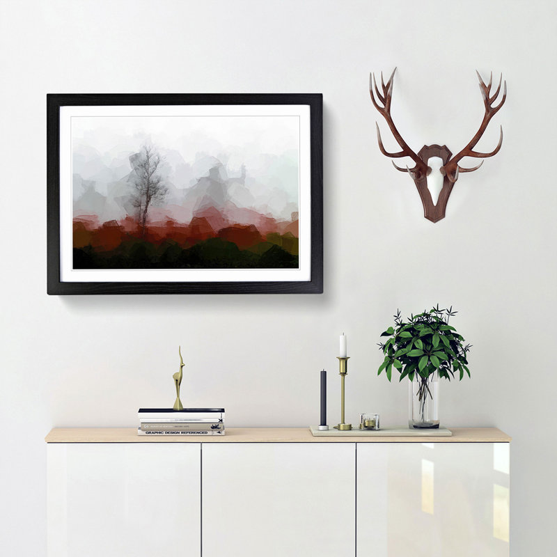 Tree Fog in Switzerland in Abstract - Picture Frame Graphic Art Print, 40cm H x 60cm W x 2cm D, Black