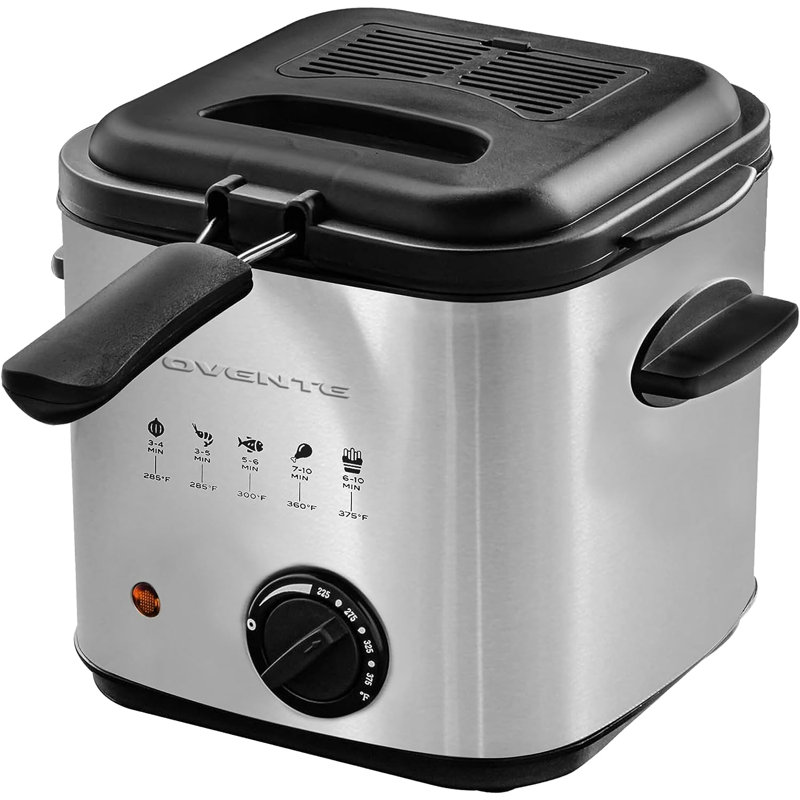 Ovente Silver 1.5 Liter Electric Deep Fryer with Basket