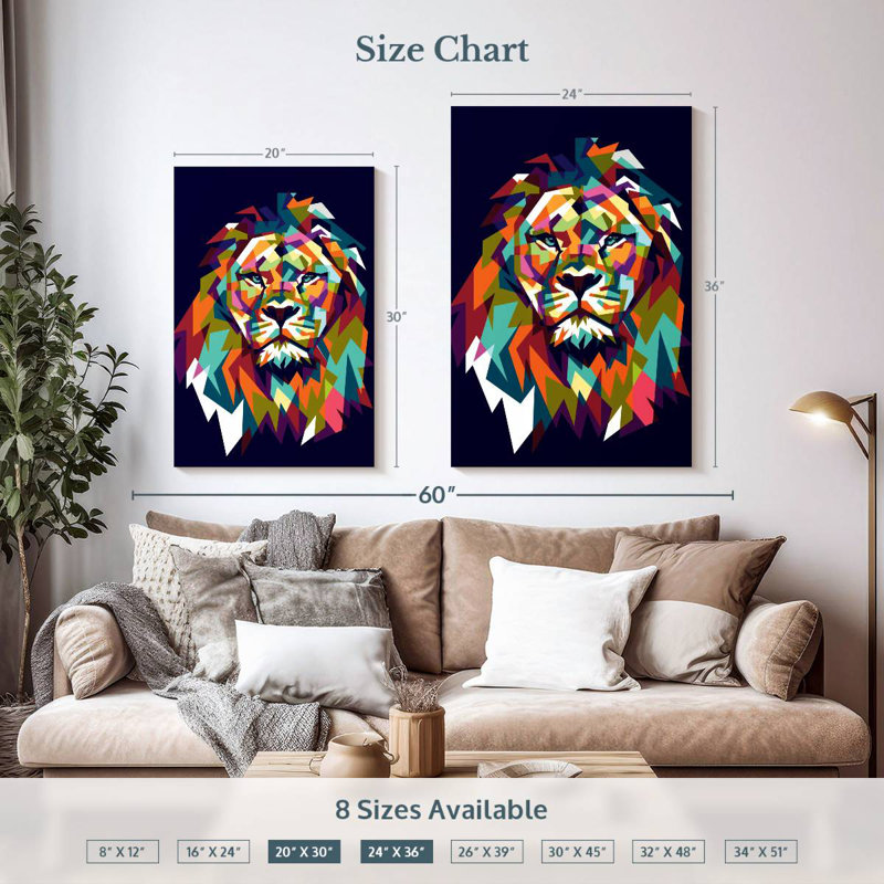 Brampt Lion Head Mosaic, 36" H x 24" W