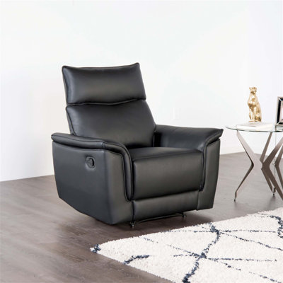 Fauteuil inclinable transitionnel confortable avec accoudoirs rembourrés évasés et garniture en passepoil pour le salon principal