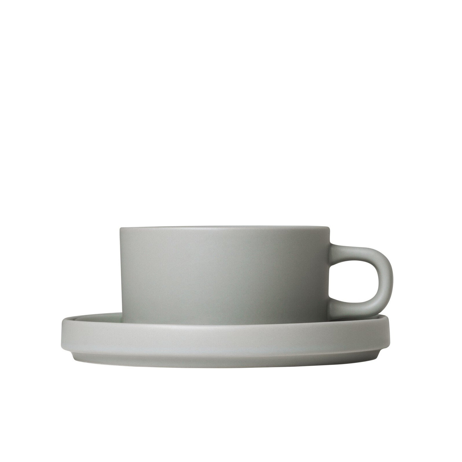 PILAR Stoneware Teacup & Saucer, Mirage Gray