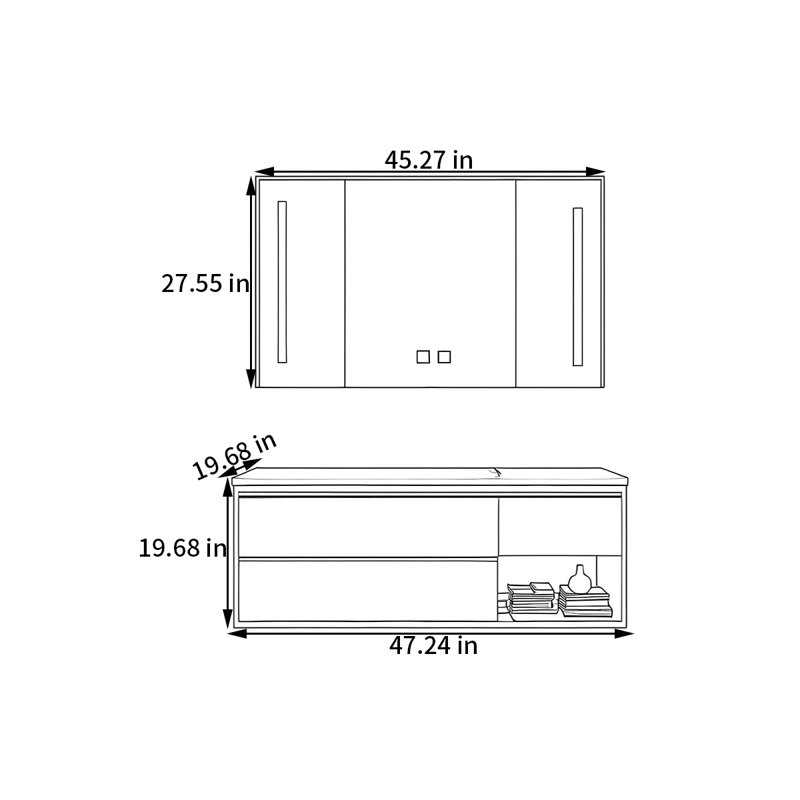 Armoire de salle de bain luxueuse, 47", Burlywood