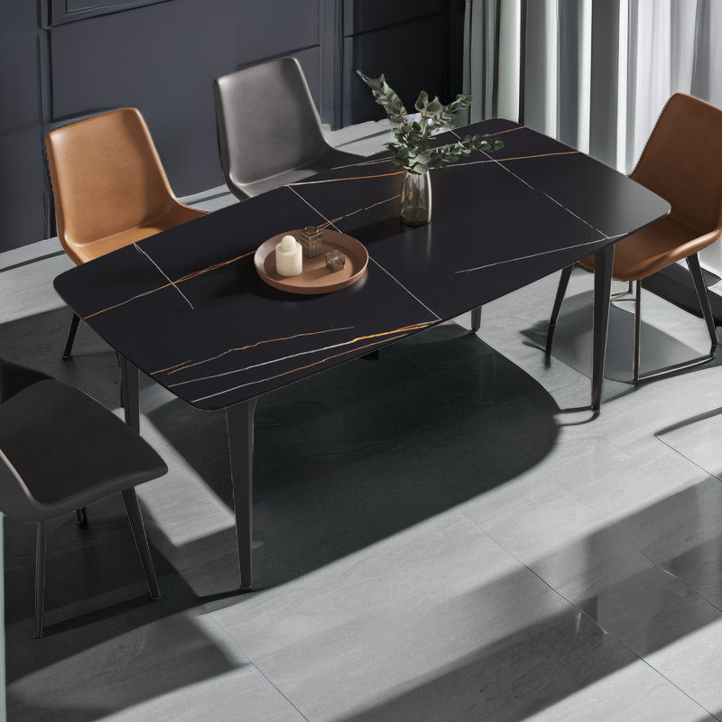 Table de salle à manger Eniel, Noir, Noir, H 29,5 po x P 35,5 po x L 71 po