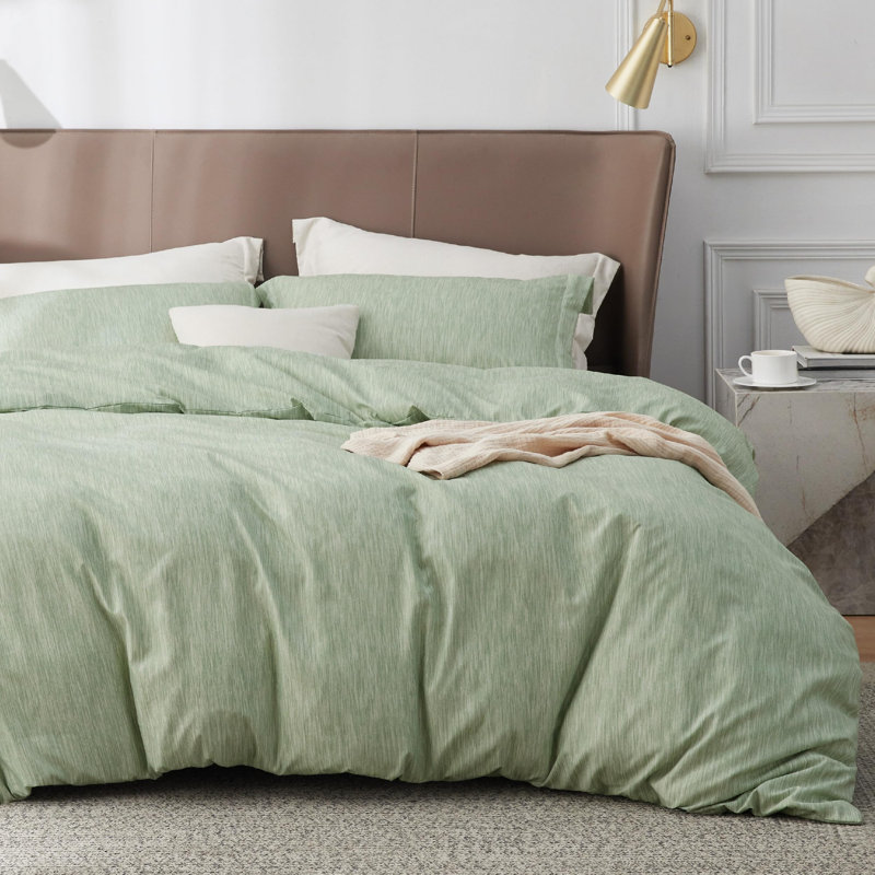 Bedsure Super Soft Cationic Dyed Duvet Cover, Full Duvet Cover + 2 Standard Pillowshams, Heathered Black