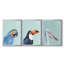 Oiseau exotique sur bleu I - Toile tendue avec châssis sur mesure - 3 pièces-558420396-558420399
