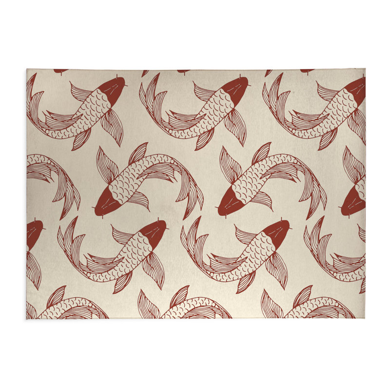 Tapis de cuisine Koi, Brique d'argile, Rectangle 5 pi x 7 pi