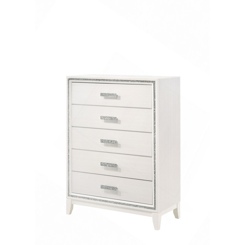 Commode à tiroirs, commode vieillie Haiden, Blanc