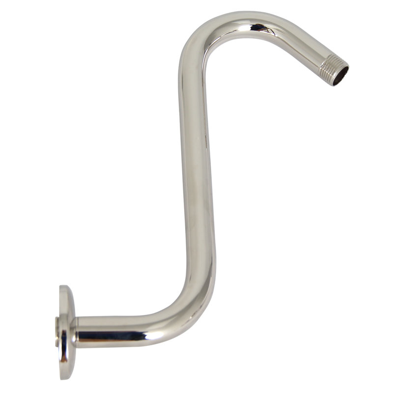Offset Heavy Duty Shower Arm with Flange, Polished Nickel