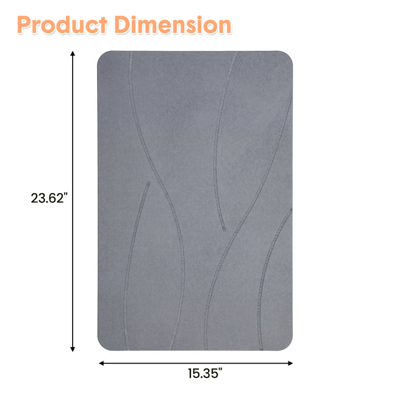Abstract Wave Diatomaceous Earth Quick Dry Non-Slip Bath Mat